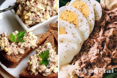 Свежая летняя закуска из яиц, тунца и зеленого лука - рецепт закуски на бутерброды - намазка на бутерброды