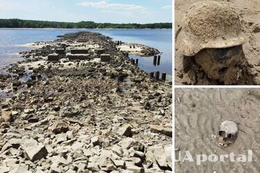 После подрыва Каховской ГЭС со дна Днепра поднялись мосты времен Второй мировой и черепа в касках (фото)