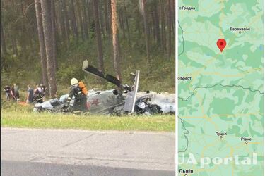 В Беларуси упал российский вертолет Ми-24, пострадали члены экипажа (фото и видео)