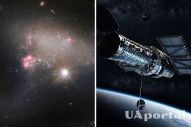 Утворилась внаслідок зіткнення: астрономи показали ефектний кадр неправильної галактики з надзвичайною зіркою (фото)