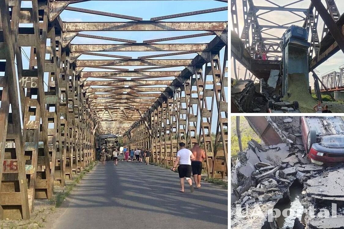 На Закарпатье обрушился мост вместе с автомобилями через реку Тересву (фото)
