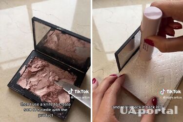 Как вернуть целую форму разбившейся пудры