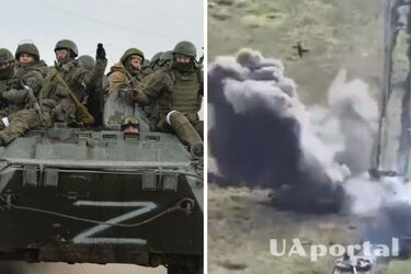 БТР росіян натрапив на міну, один з окупантів 'став астронавтом' (відео)