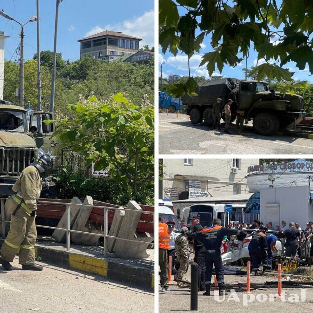 Two accidents involving occupants occurred in Crimea: a truck and an infantry fighting vehicle crushed cars (photos, video)