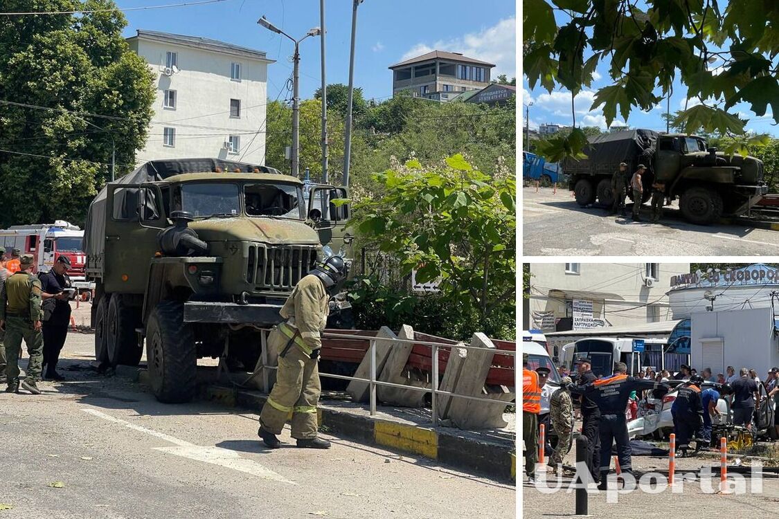 Two accidents involving occupants occurred in Crimea: a truck and an infantry fighting vehicle crushed cars (photos, video)