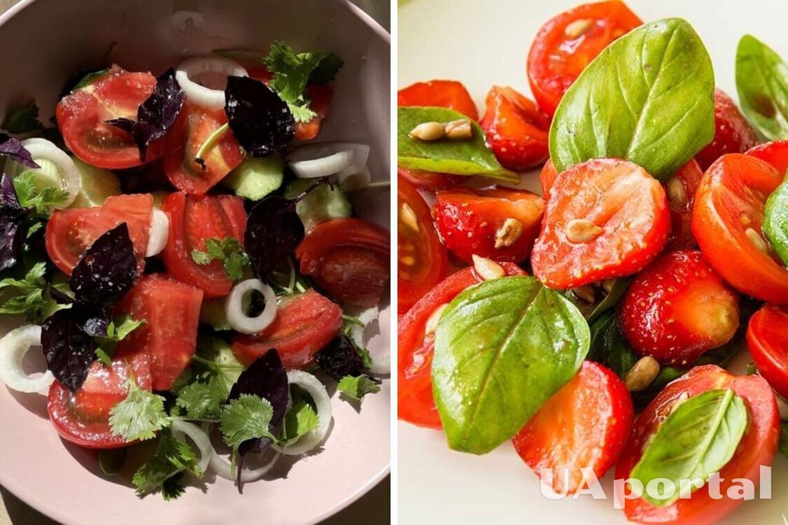 Salad recipe in 10 minutes with tomatoes and basil