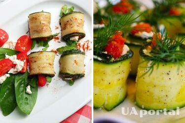 Легкий перекус: рецепт рулетиків з цукіні на фети