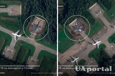 З'явилися нові супутникові знімки, що зафіксували повне знищення два Іл-76 в Пскові (фото)