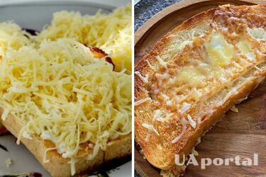 How to quickly make croutons with cheese for breakfast