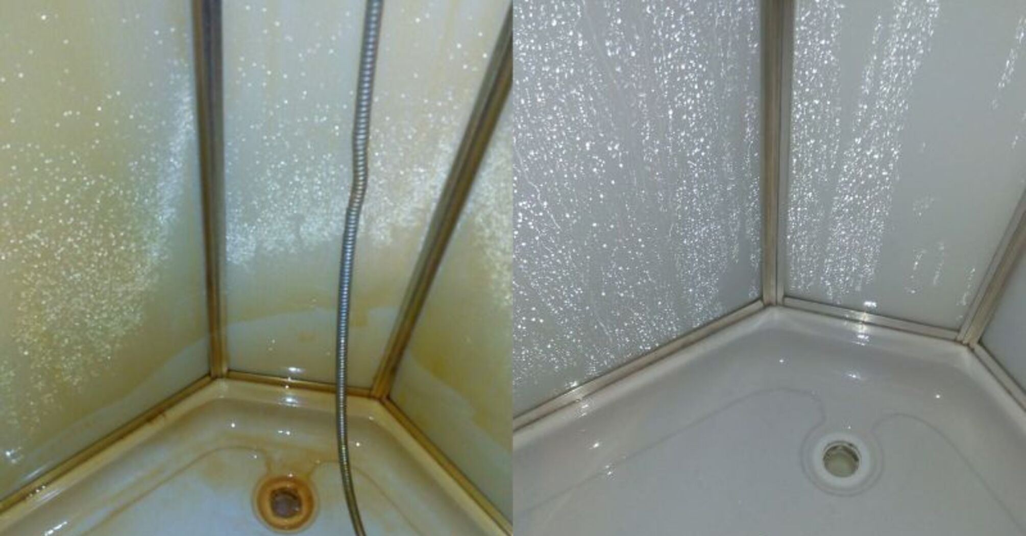 How to easily clean the shower enclosure from limescale and scale with a tea bag.