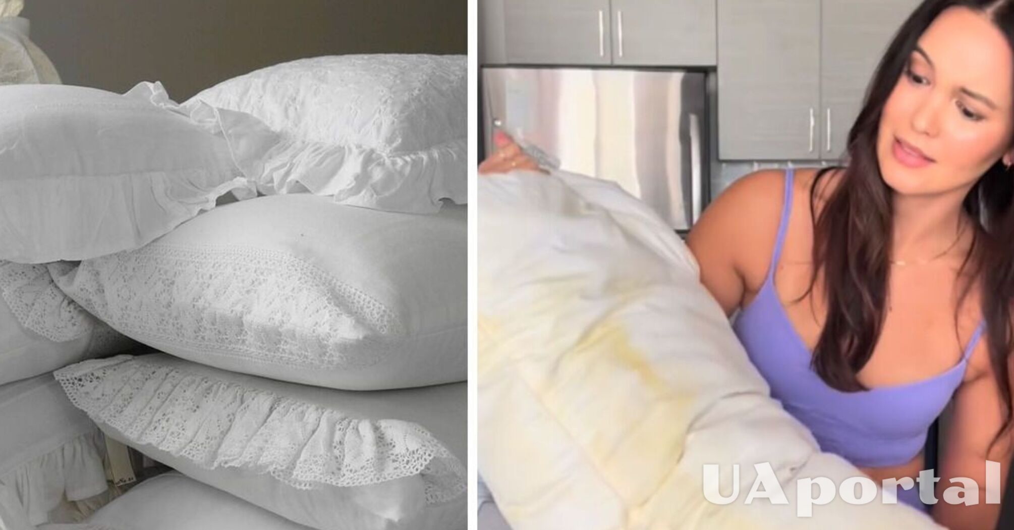 Блоггерша показала, как избавиться от желтых пятен на подушках (видео)