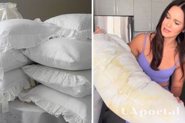 Блоггерша показала, как избавиться от желтых пятен на подушках (видео)