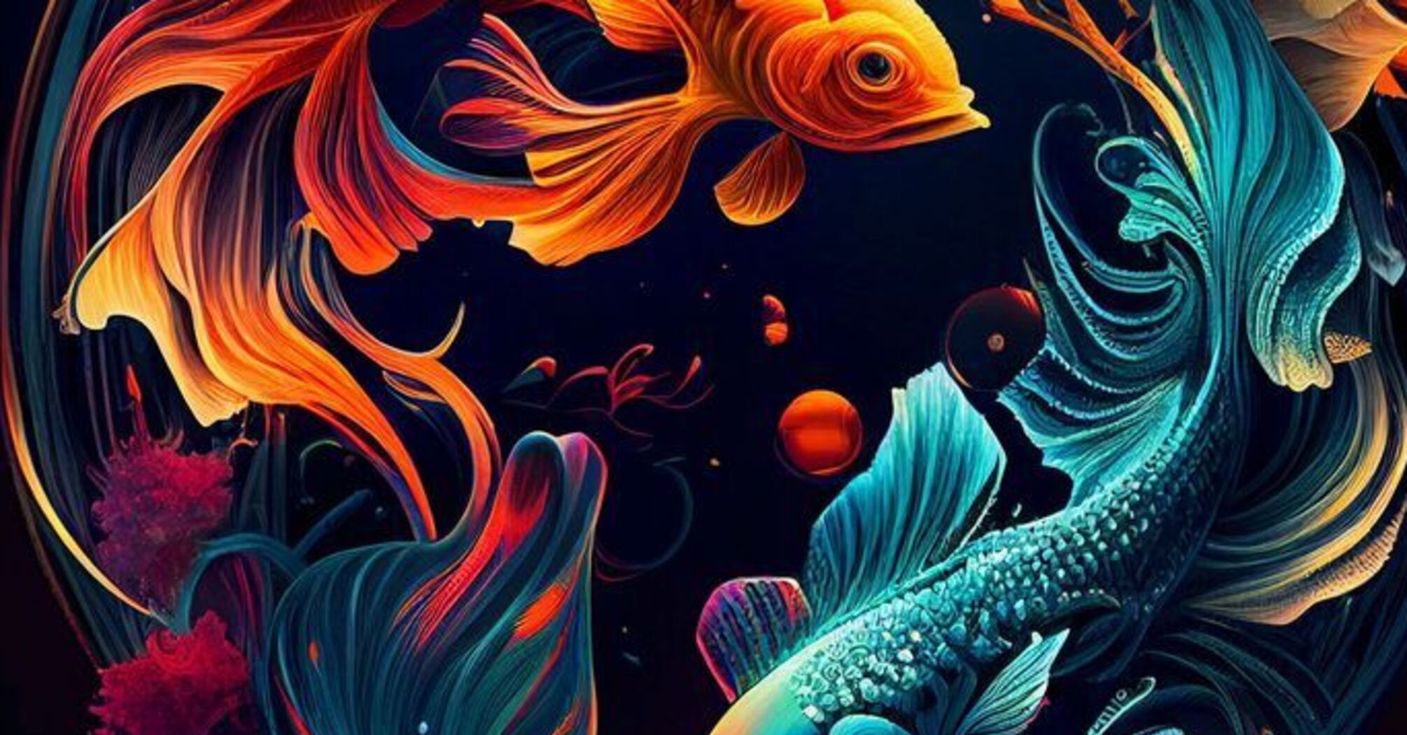 2024   Harmony In Motion Fish Portrait Extra Large Canvas Wall Art Wall Decor 