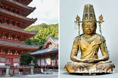 Ancient Japanese Washi paper with unique designs found inside 675-year-old Buddhist statue