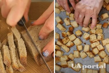 Never throw away a stale bread: how to make crispy homemade croutons (video)