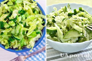 For those who care about the figure: the recipe of salad 'Artemis' with cabbage and cucumber