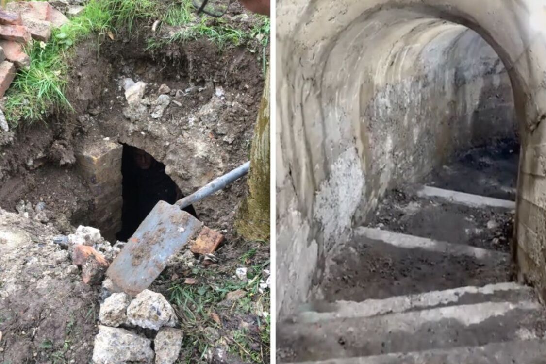 In Britain, a couple found a secret entrance to an underground tunnel in their yard (photos and video)