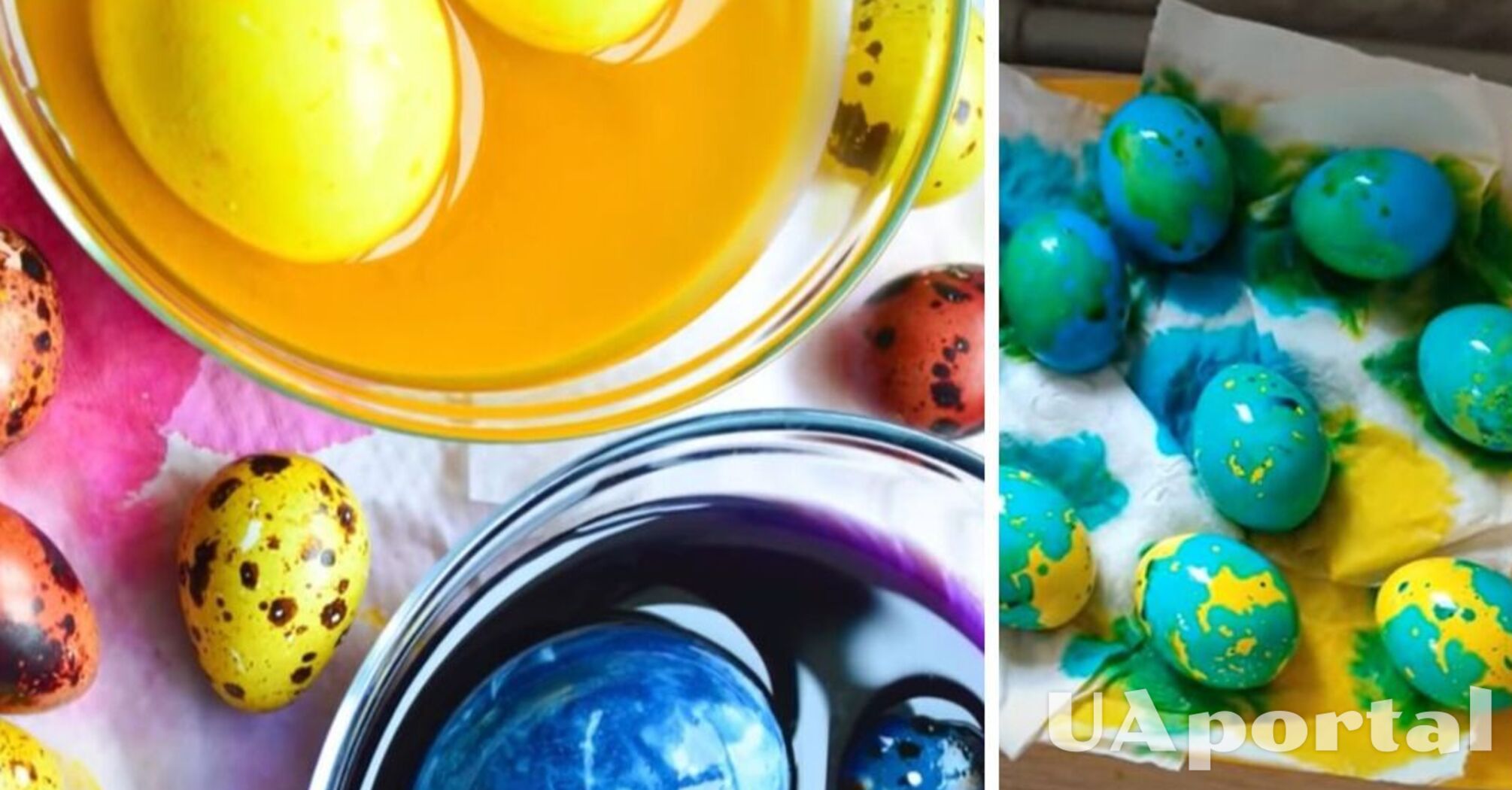 Żółto-niebieskie jajka na Wielkanoc: barwione naturalnymi barwnikami