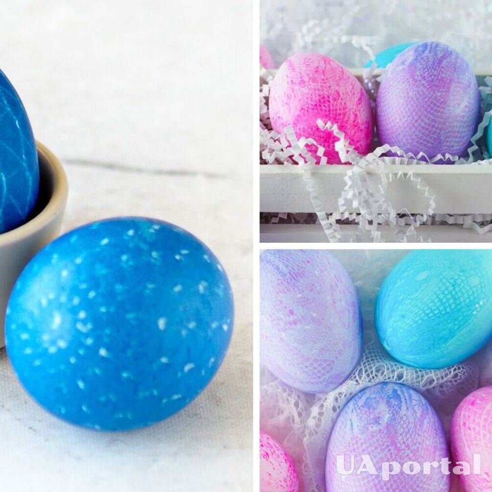 Яйця на Великдень у клітинку: потрібен лише сітчастий бинт та барвник