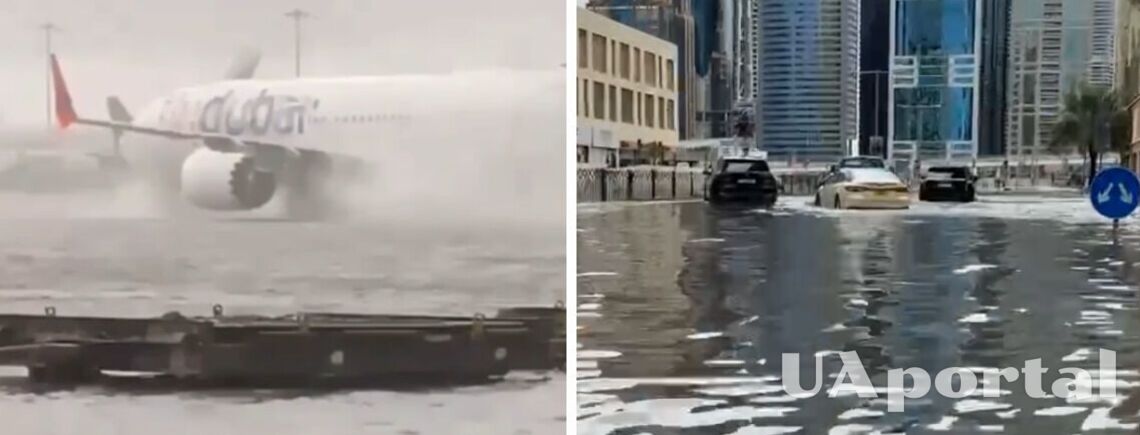 Дубай потерпає від потужної зливи: місто затопило, літаки плавають у воді (відео)