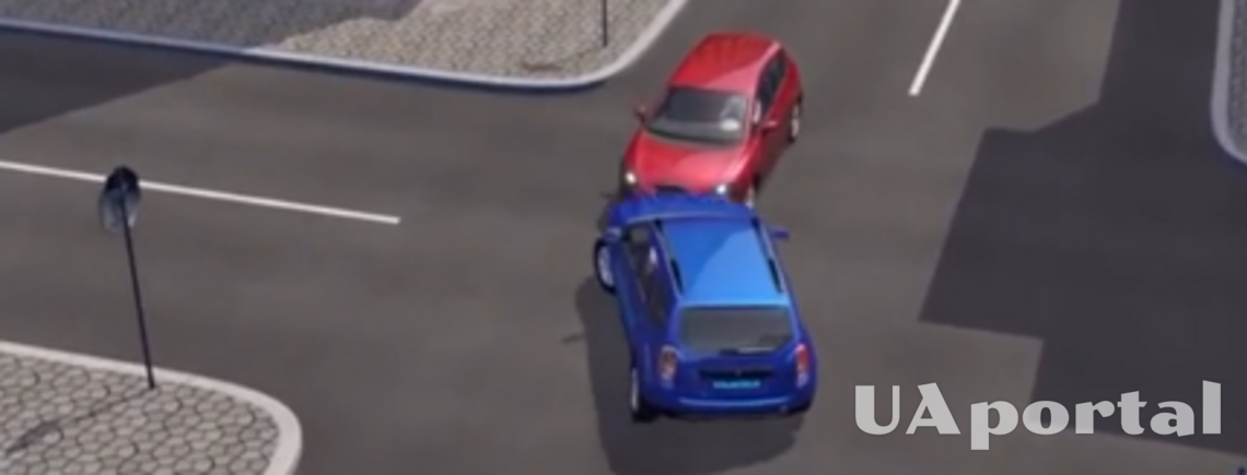 Кто виноват в ДТП, синий или красный автомобиль: тест на знание ПДД (видео)