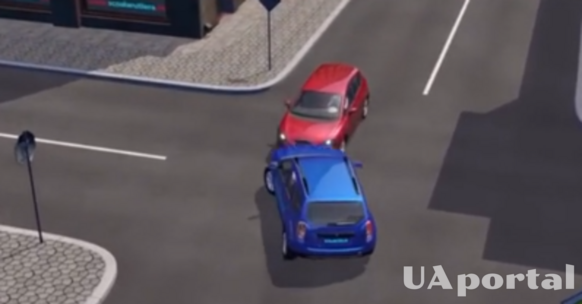 Хто винен у ДТП, синій чи червоний автомобіль: тест на знання ПДР (відео)