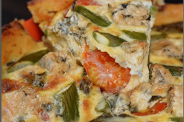 Tender quiche with asparagus, sorrel, and blue cheese