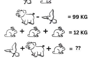 Головоломка на логіку: порахуйте вагу тварин всього за 25 секунд