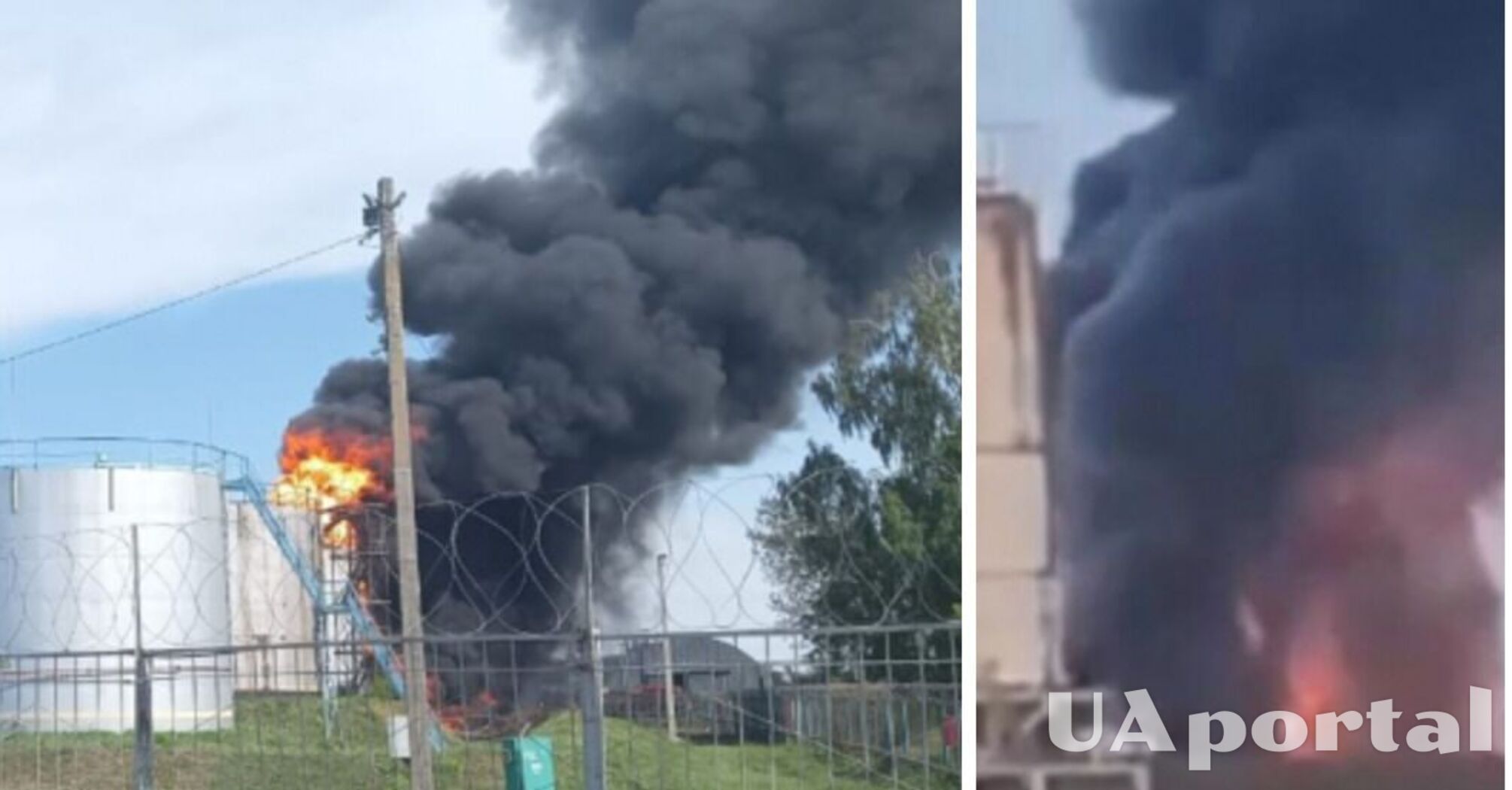 С огнем не могут справиться 11 пожарных команд: дрон атаковал нефтебазу в Тамбовской области России (фото, видео)