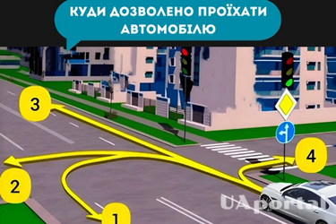 За якими траєкторіями може проїхати водій білого авто: задача на знання ПДР (відео)