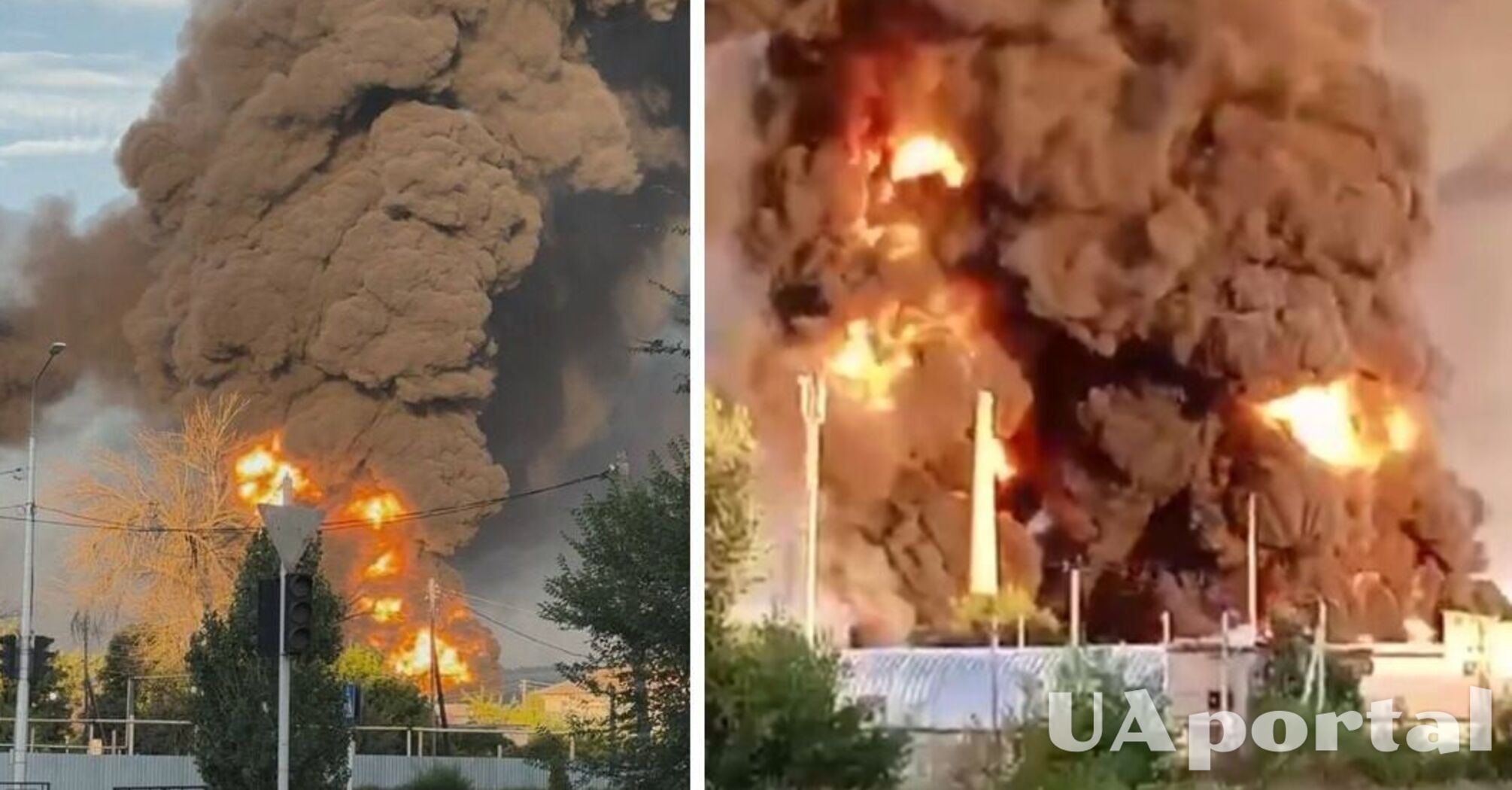 В Волгоградской области рф после визита неизвестных БПЛА загорелась нефтебаза (видео)