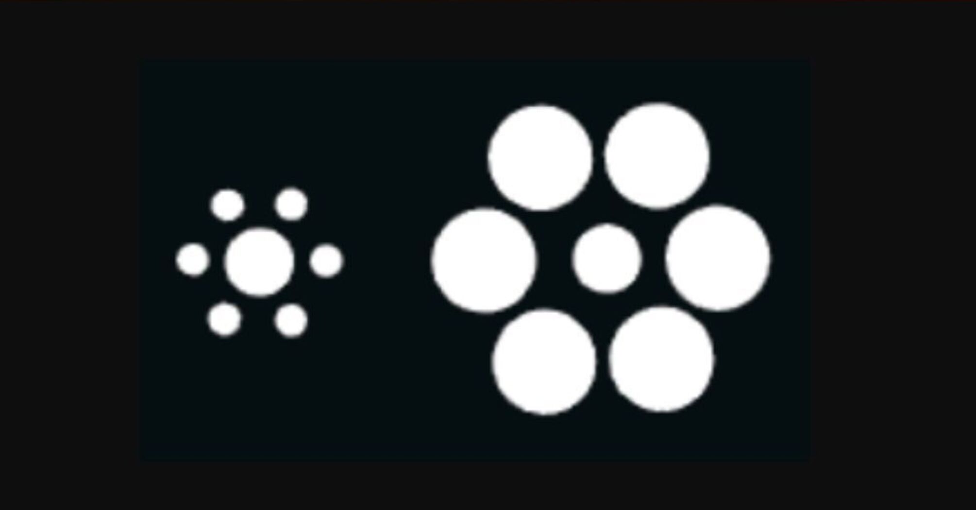 Solve the riddle in 19 seconds: which circle in the middle of the picture is bigger