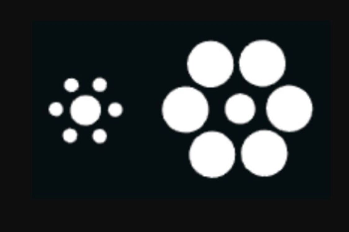 Solve the riddle in 19 seconds: which circle in the middle of the picture is bigger
