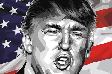 Стилизованный портрет человека на фоне флага США