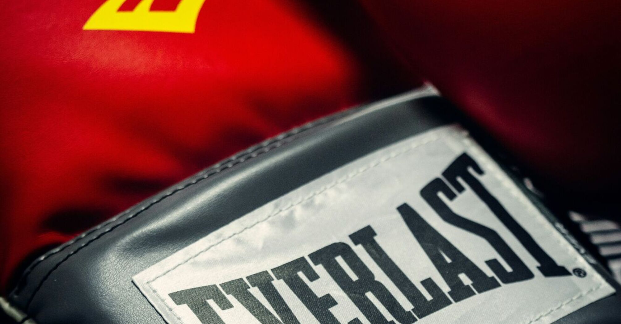 Червоні боксерські рукавички Everlast на чорному покритті