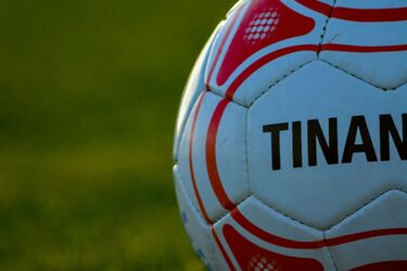 Футбольний м'яч на трав'яному полі під вечірнім освітленням