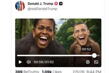 В Вашингтоне новый скандал: в соцсети Трама супругов Обам изобразили обезьянами