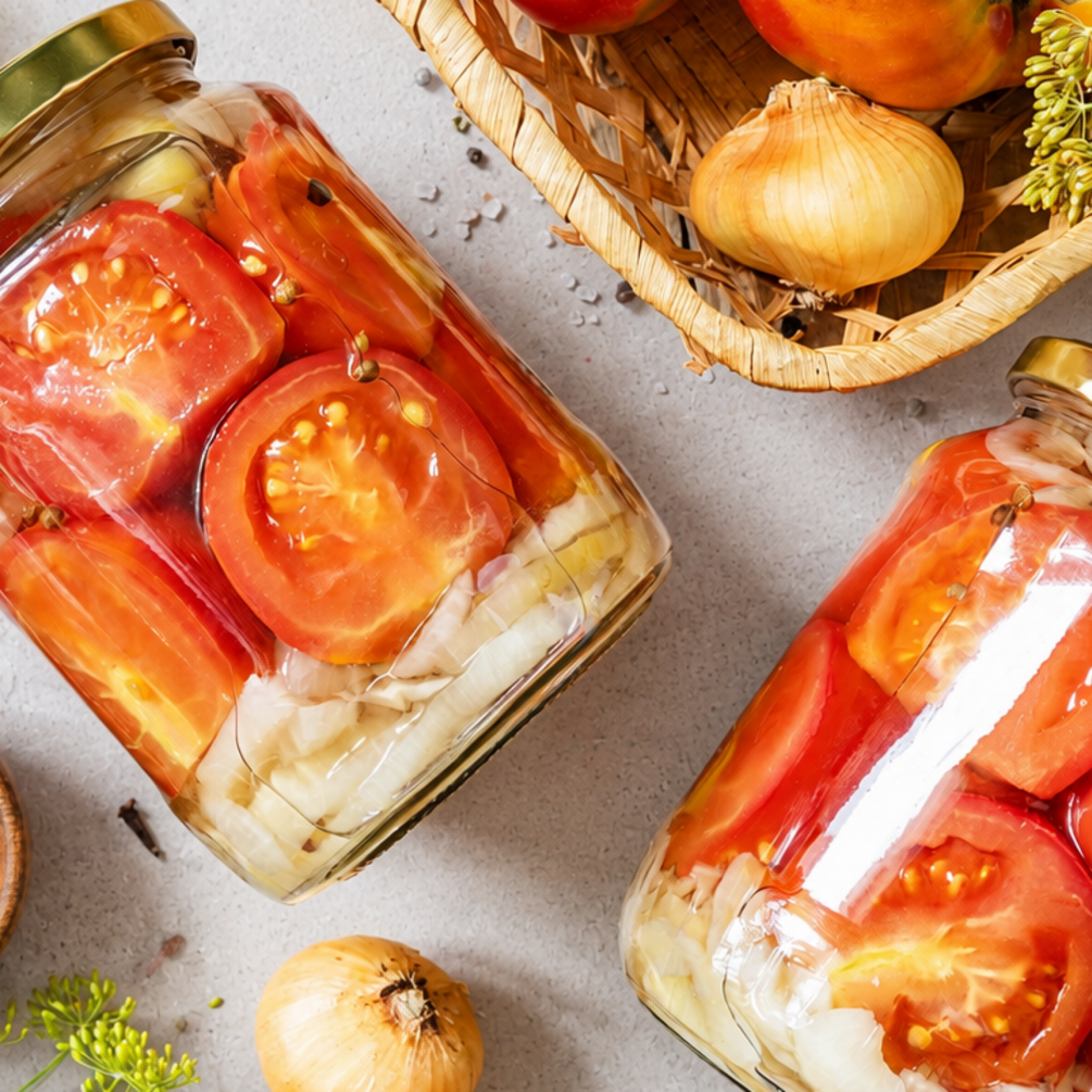 Вкусная закуска-салат на зиму: рецепт консервированных помидоров половинками